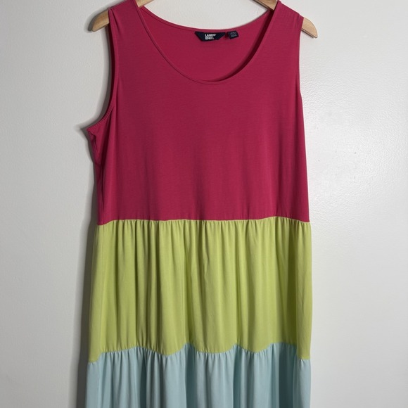 Lands' End Tiered Colorblock Sleeveless Maxi Sundress 1X Multicolor Stretch - Picture 7 of 8